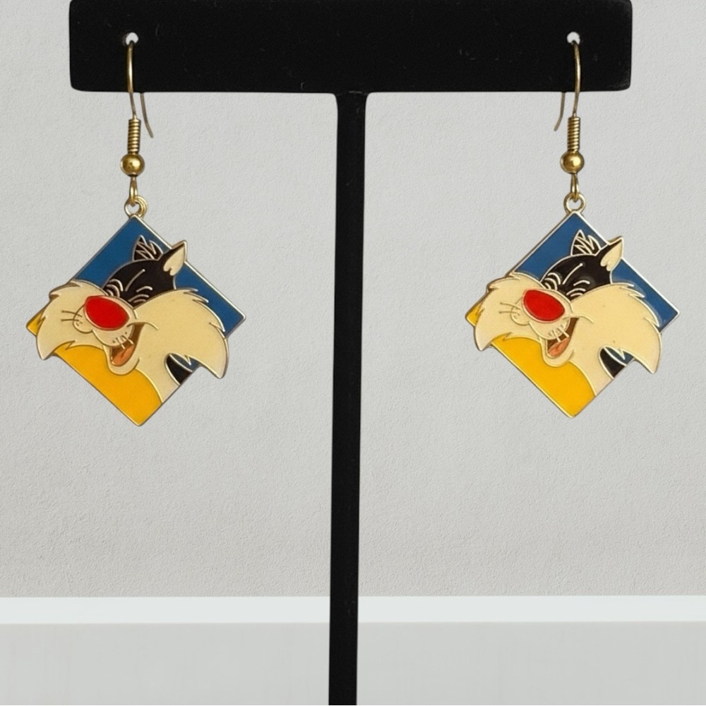 Vintage‎ 1993 Looney Tunes Sylvester Earrings Warner Bros Gift Creations